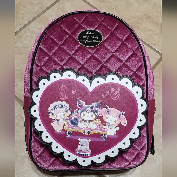 Sanrio Handbags - Sanrio My Melody, Kuromi & My Sweet Piano Velvet Mini Backpack